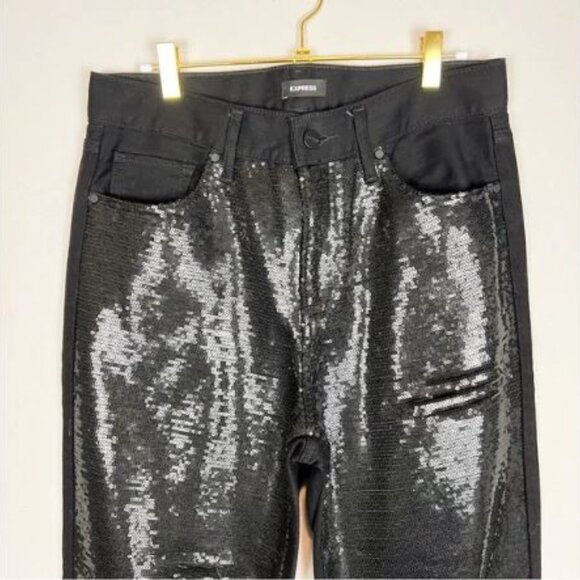 Express Straight Ankle Front High Waisted Ripped Jeans - Picture 5 of 13